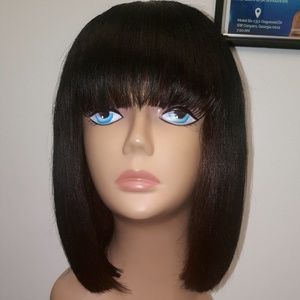 New Hand-made 100% Human Hair Wig Bob w/ Bangs